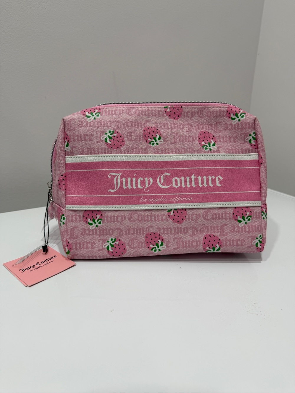 Juicy Couture Pink Strawberry Print Cosmetic Pouch